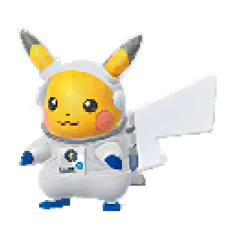 Astronauten-Pikachu in Pokémon GO mit Raumanzug und Glashelm, Variante: Schillernd